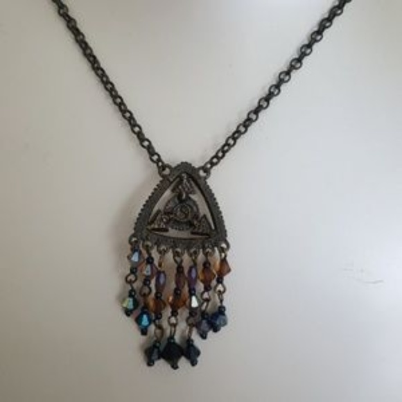 Necklace Earring Set Bronze Egyptian Style Gold  Swarovski Crystal Embellished - Picture 7 of 7